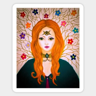 Red head wiccan witch Sticker